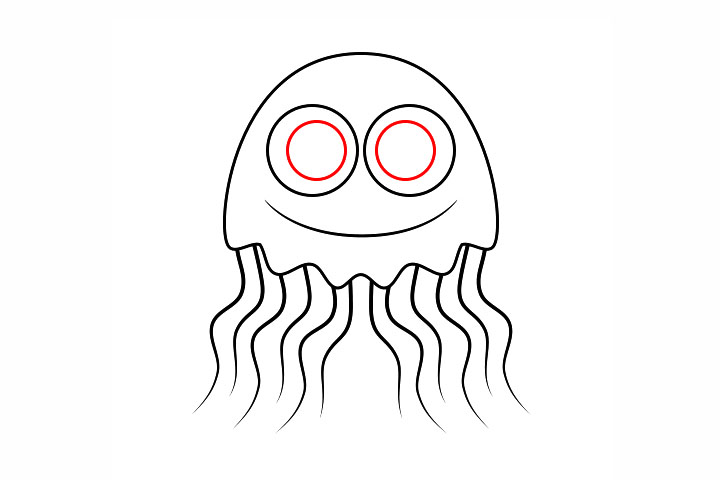 简单水母简笔画画法步骤-图4