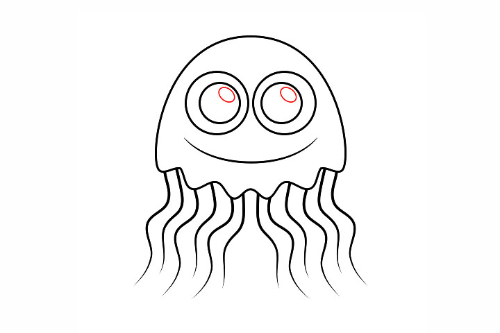 简单水母简笔画画法步骤-图5