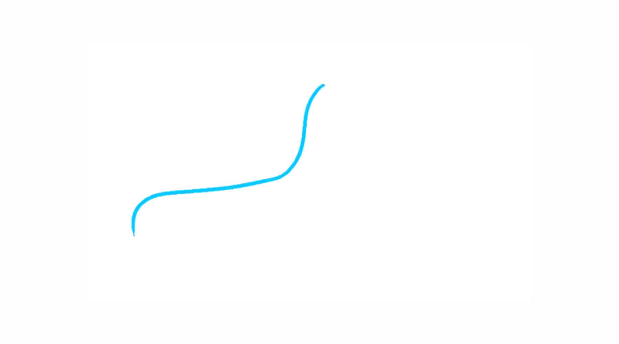 步骤1：首先画一条曲线。这形成了星星两角的凹面。