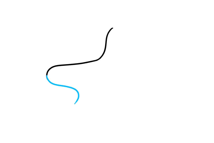 步骤2：继续画曲线，完成星星的另一个角