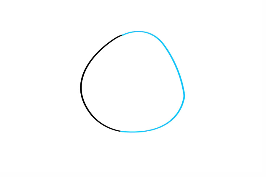 步骤2：继续画曲线以形成蹲蛋形状