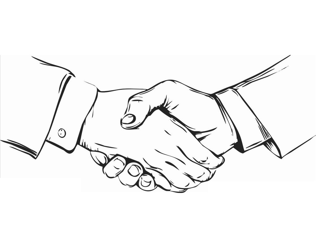 握手速写线稿图片