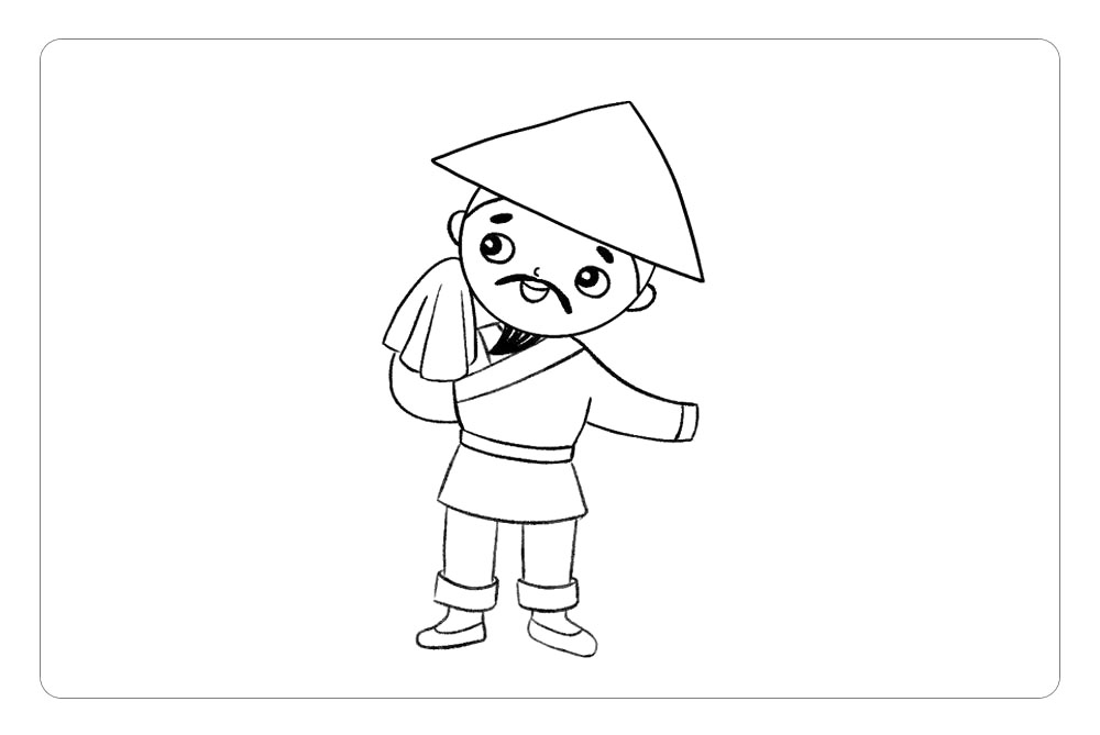 步骤4：画农民伯伯的下半身