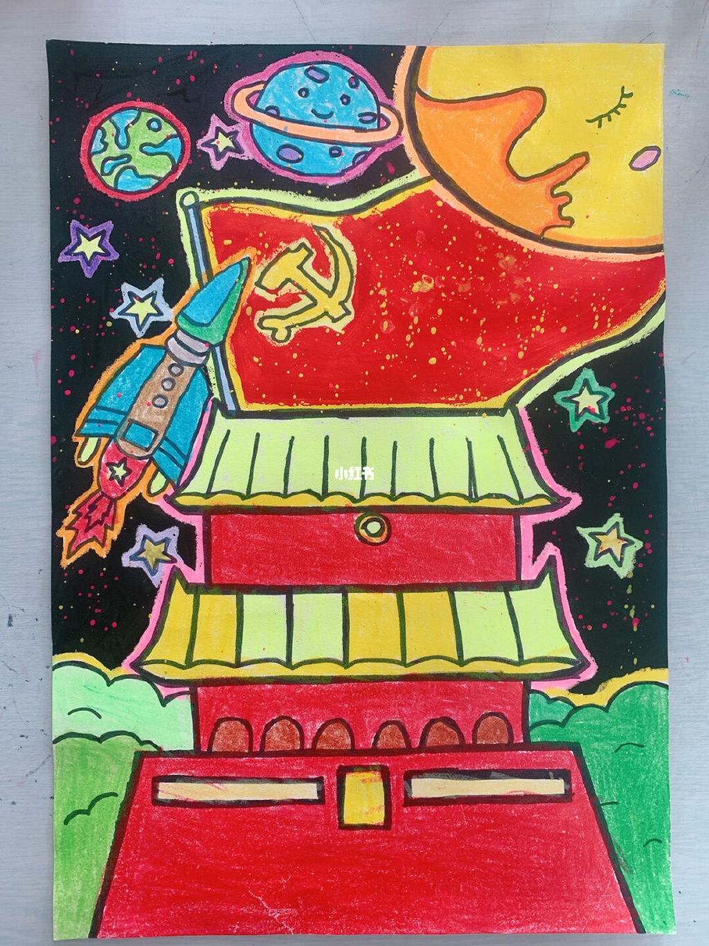 建党100周年主题绘画 竖构图-图7