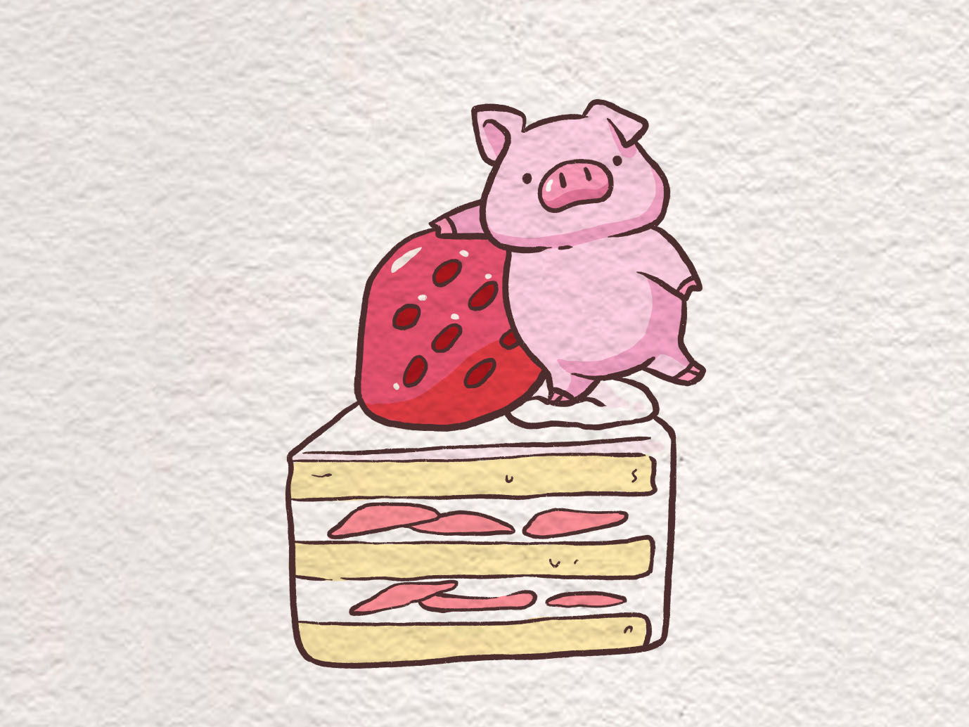 草莓味儿的蛋糕简笔画