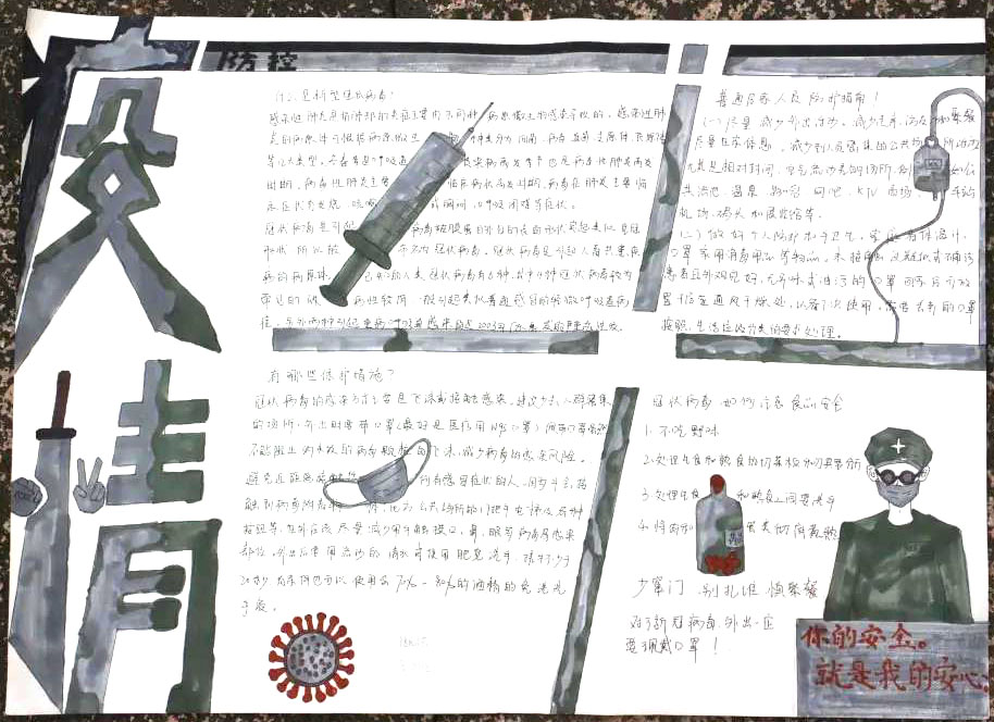 如何画抗击疫情的手抄报-图2
