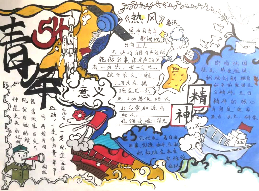 五四精神主题手抄报图片-图15