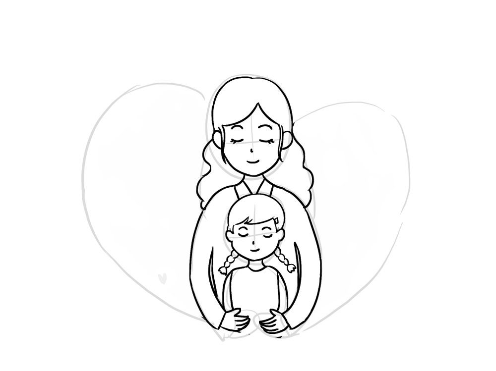 步骤3：绘制女儿身体线稿