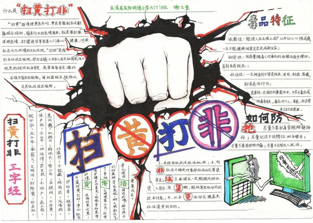 扫黄打非·护苗专项行动手抄报-图1