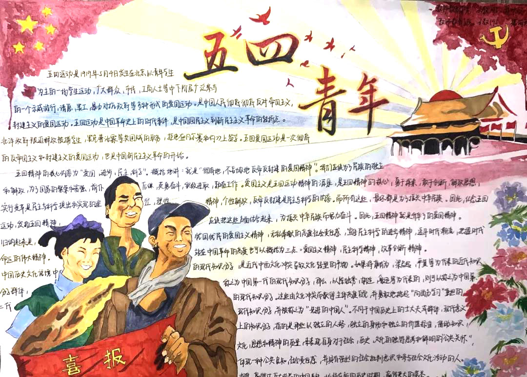 2021年五四青年节手抄报获奖作品-图1