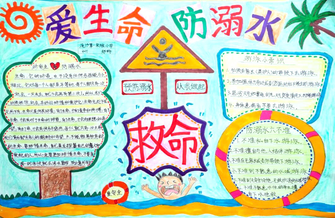 小学生暑期安全预防溺水教育手抄报-图2