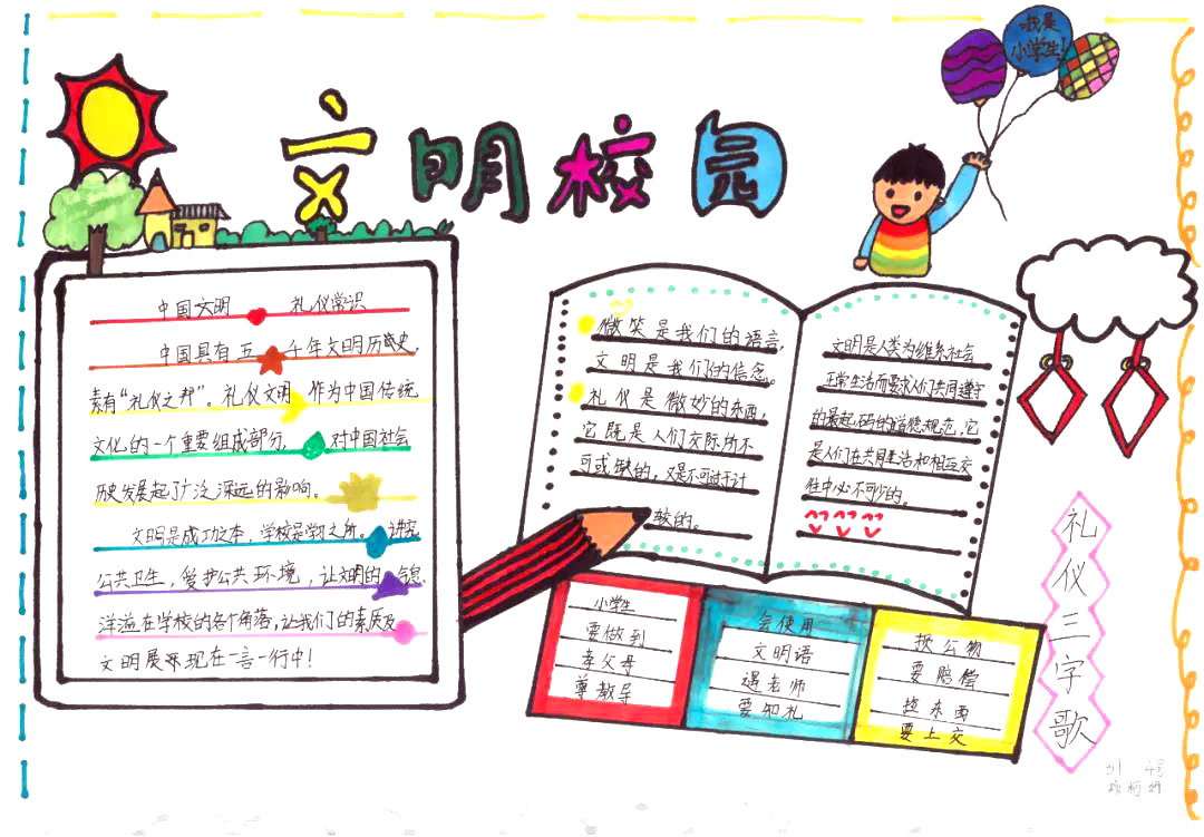 关于创建文明校园的手抄报-图1