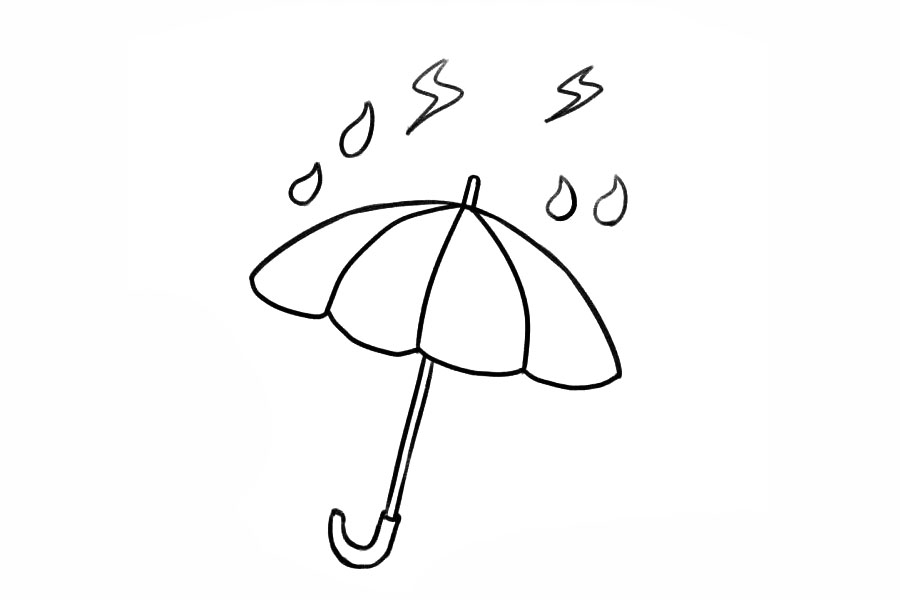 漂亮的小雨伞简笔画画法-图7