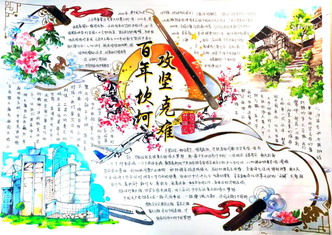 以“百年坎坷复兴路 攻坚克难共强国”的手抄报-图7