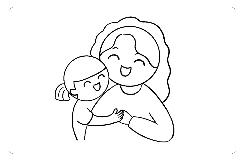 步骤5：接着，简单画出妈妈的身体和手臂