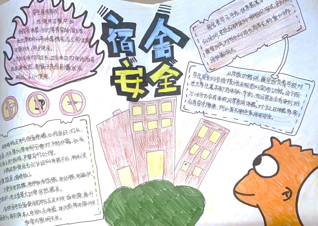 步骤6：创作灵感： 当今大学，生机勃勃的校园里仍然存在一些生活中的隐患。在寝室里的一些违规电器的使用，会在不经意间引起事故，造成不必要的伤害和损失，此手抄报为了呼吁大家注重校园生活安全，遵守规章制度，让大家快乐的学习，安心的生活。