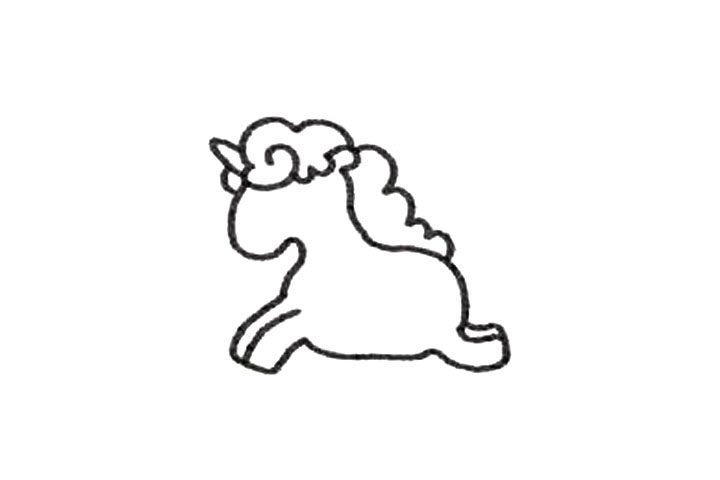 独角兽简笔画画法-图2