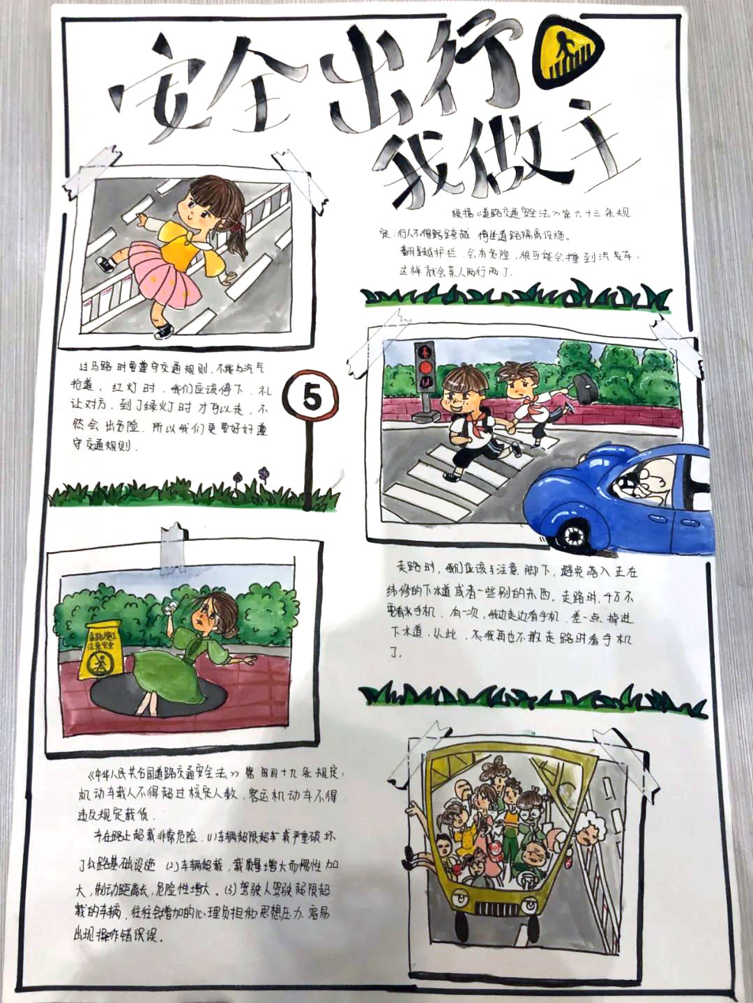 关于道路交通安全法的手抄报怎么画-图4