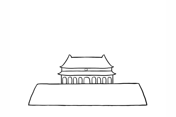 北京天安门 国庆节主题简笔画教程-图6