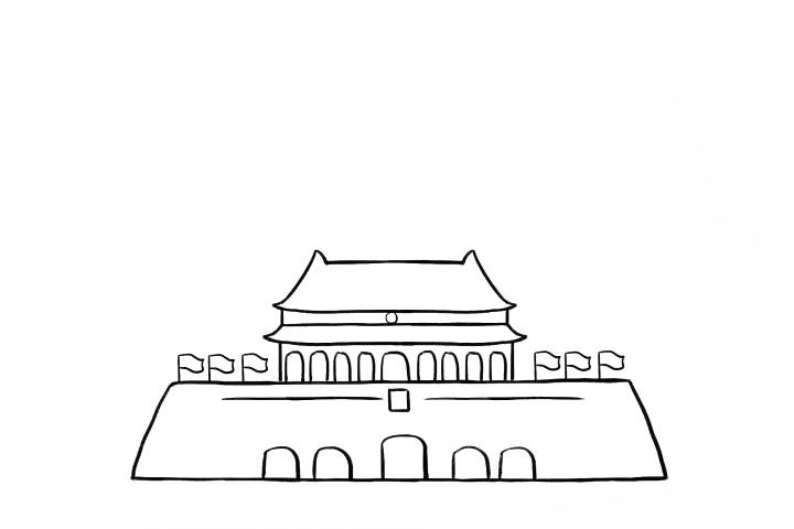 北京天安门 国庆节主题简笔画教程-图8