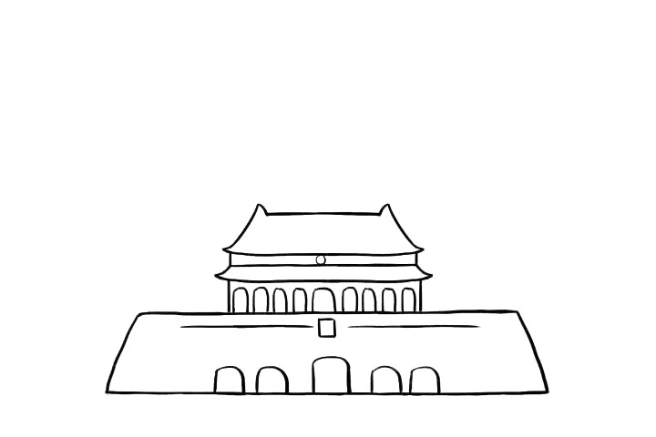 北京天安门 国庆节主题简笔画教程-图7