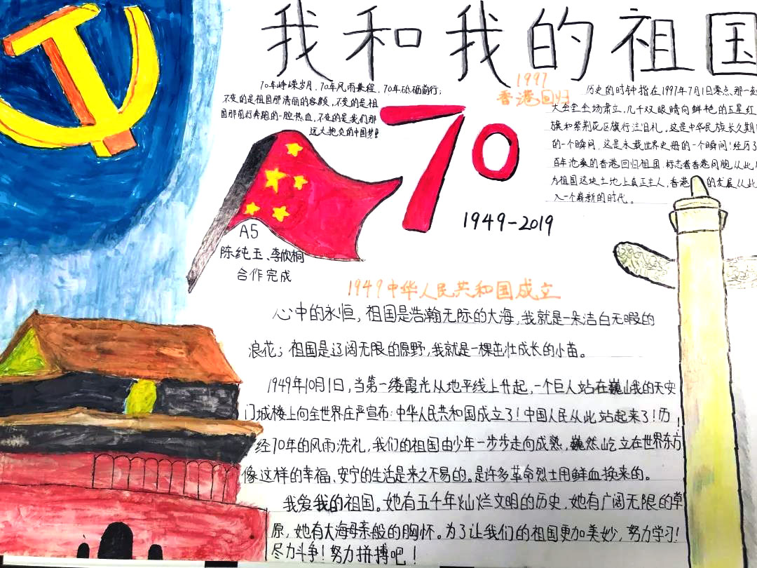 小学生“我和我的祖国”主题手抄报-图4
