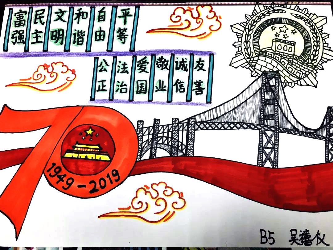 小学生“我和我的祖国”主题手抄报-图8