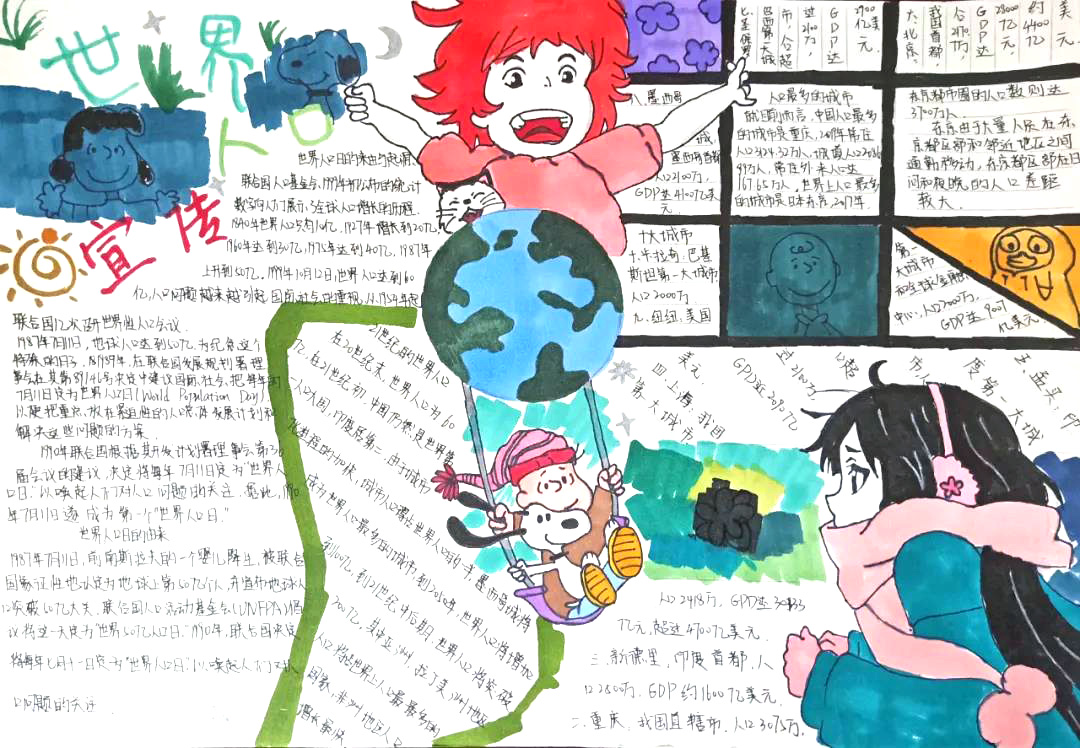 世界人口日手抄报图片-图5
