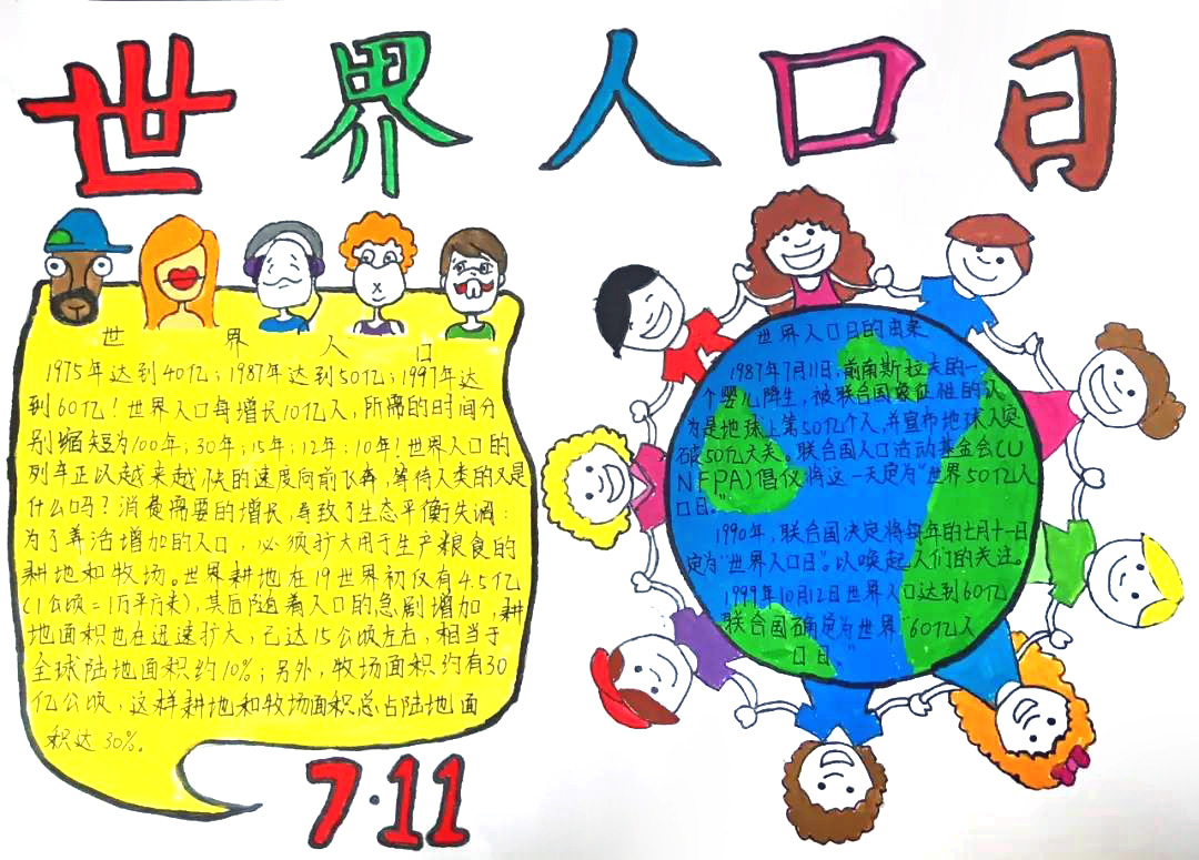 世界人口日手抄报图片-图8