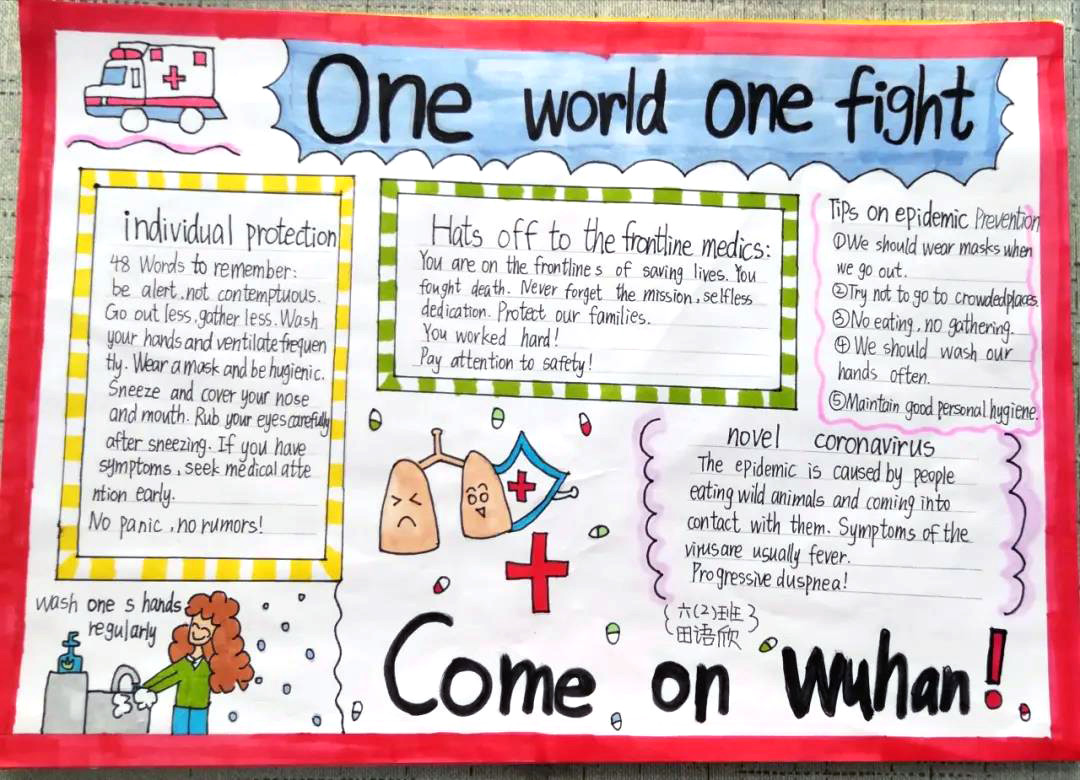 怎样画简单的抗击武汉肺炎疫情手抄报-图2