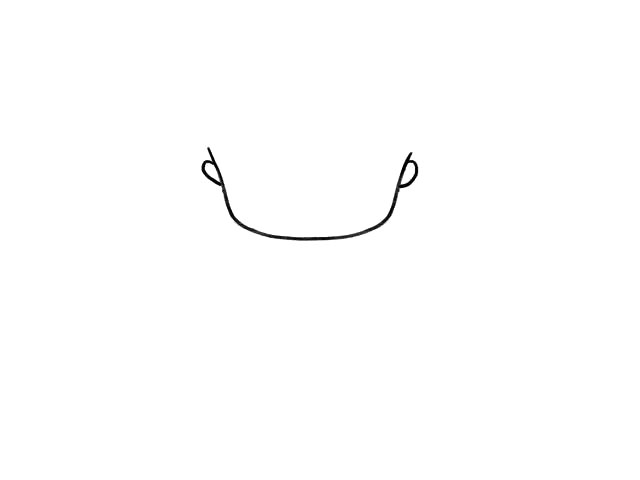 步骤1：画一个u字，加两只小耳朵！