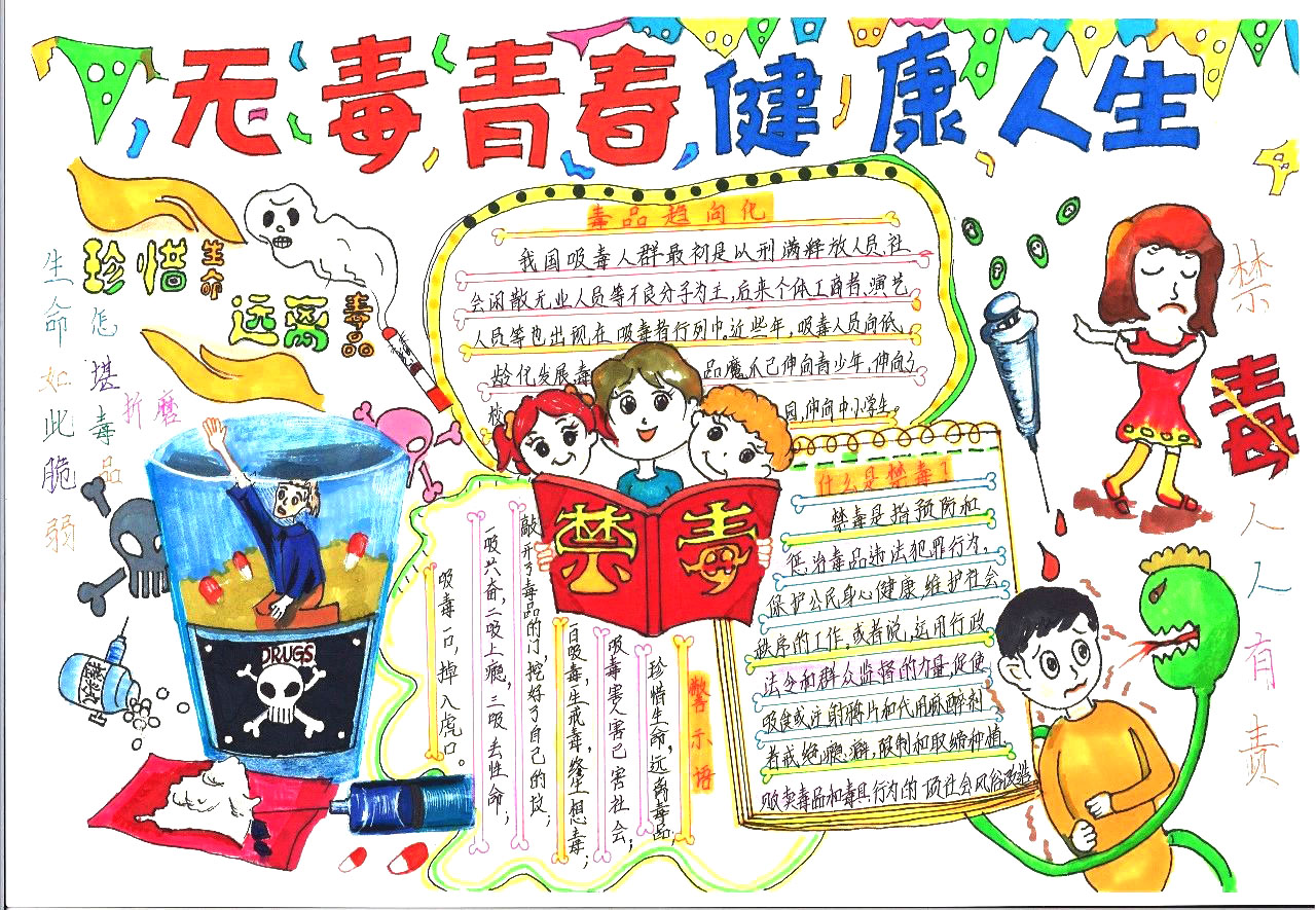 “无毒青春，健康人生”主题手抄报-图1