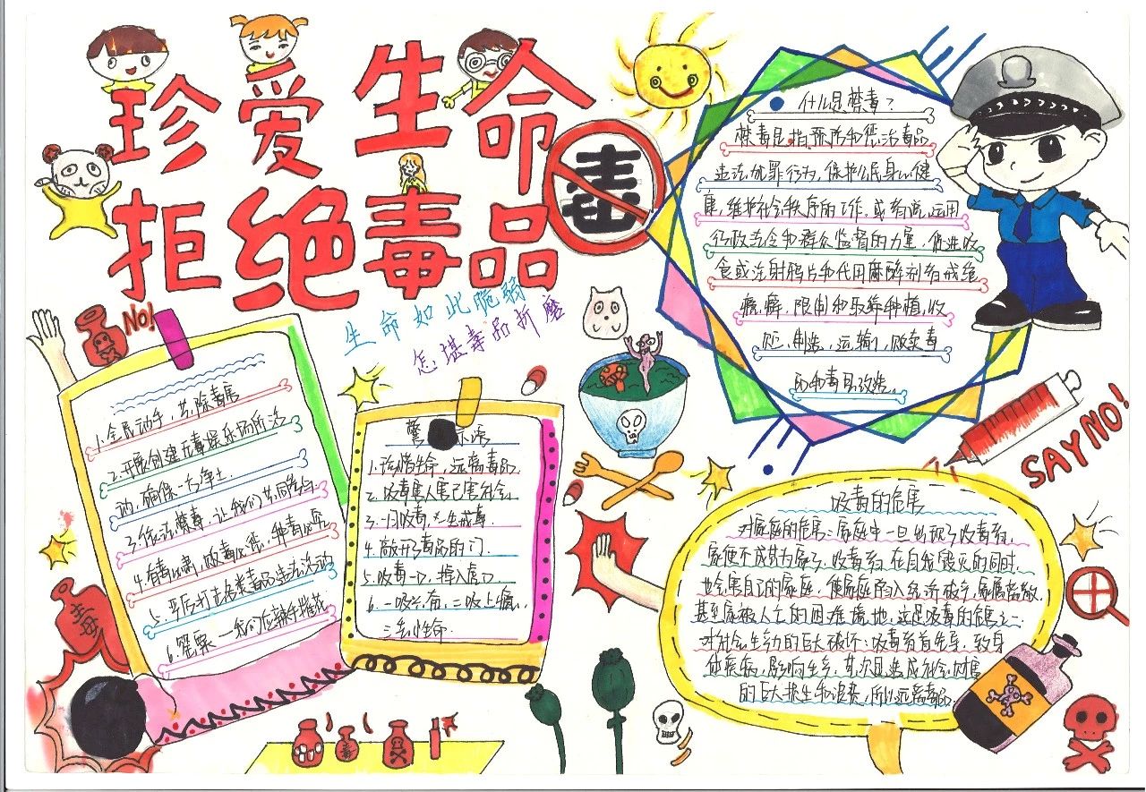 10张珍爱生命远离毒品手抄报-图1