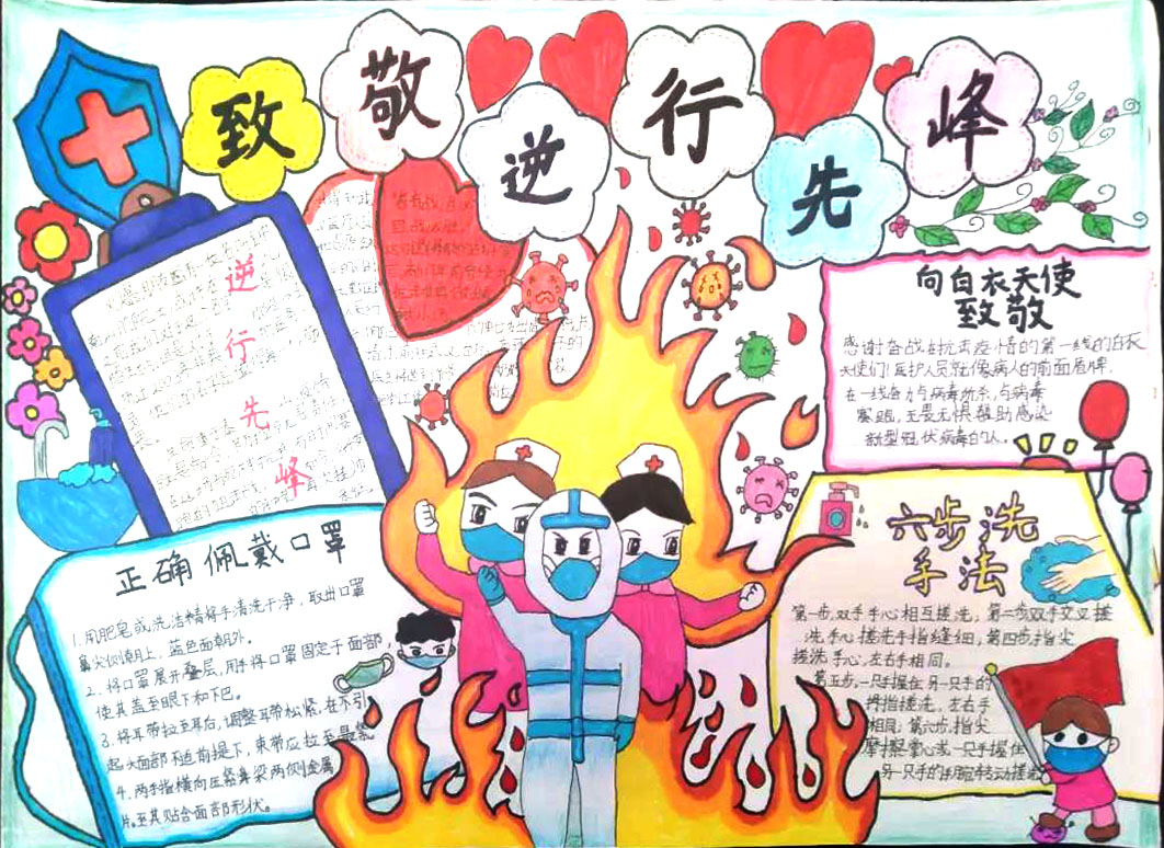 致敬逆行先锋主题手抄报-图2