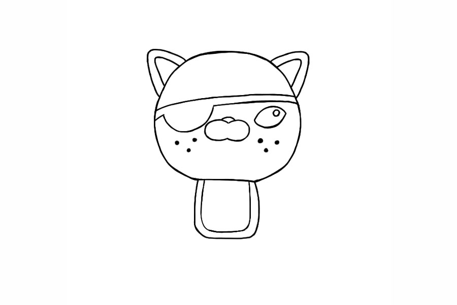 海底小纵队海盗呱唧猫简笔画画法-图4