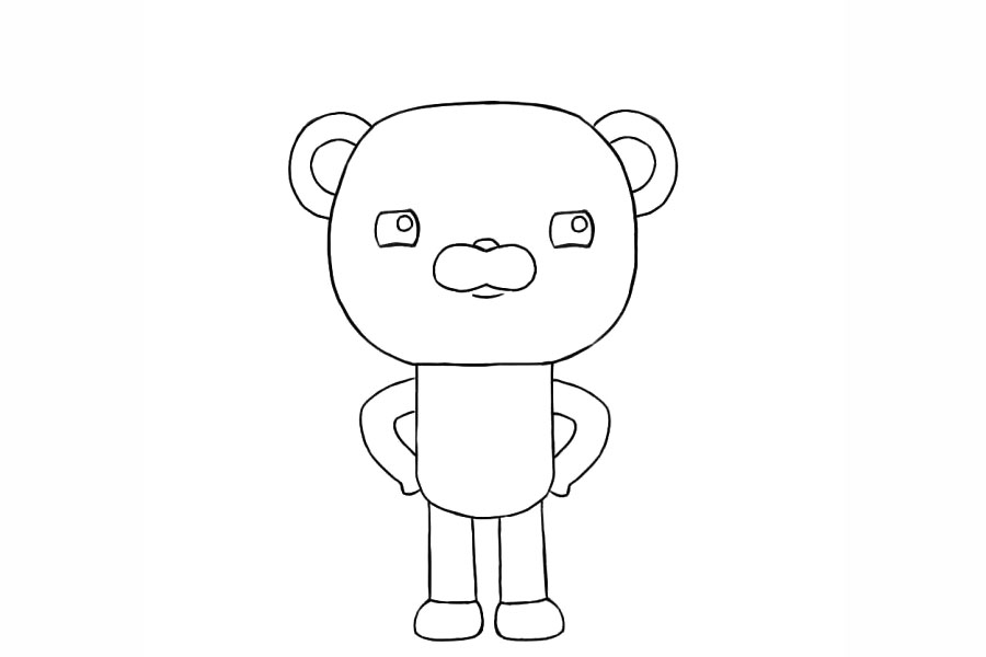 海底小纵队 北极熊巴克队长简笔画画法-图5