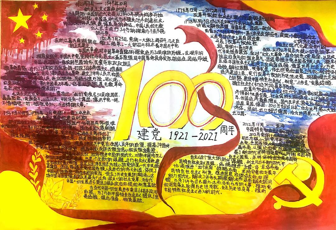 “初心向党，献礼百年”主题手抄报-图3