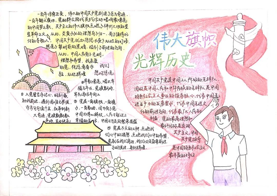 “初心向党，献礼百年”主题手抄报-图5
