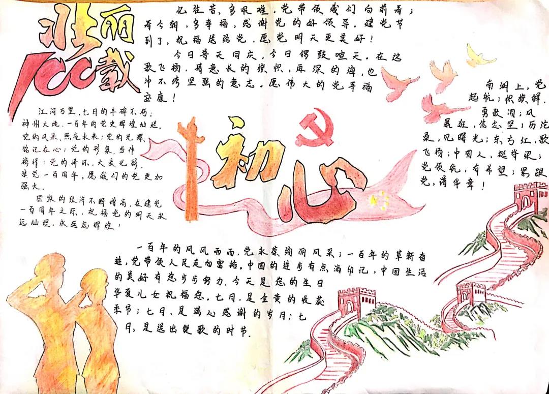 “初心向党，献礼百年”主题手抄报-图7