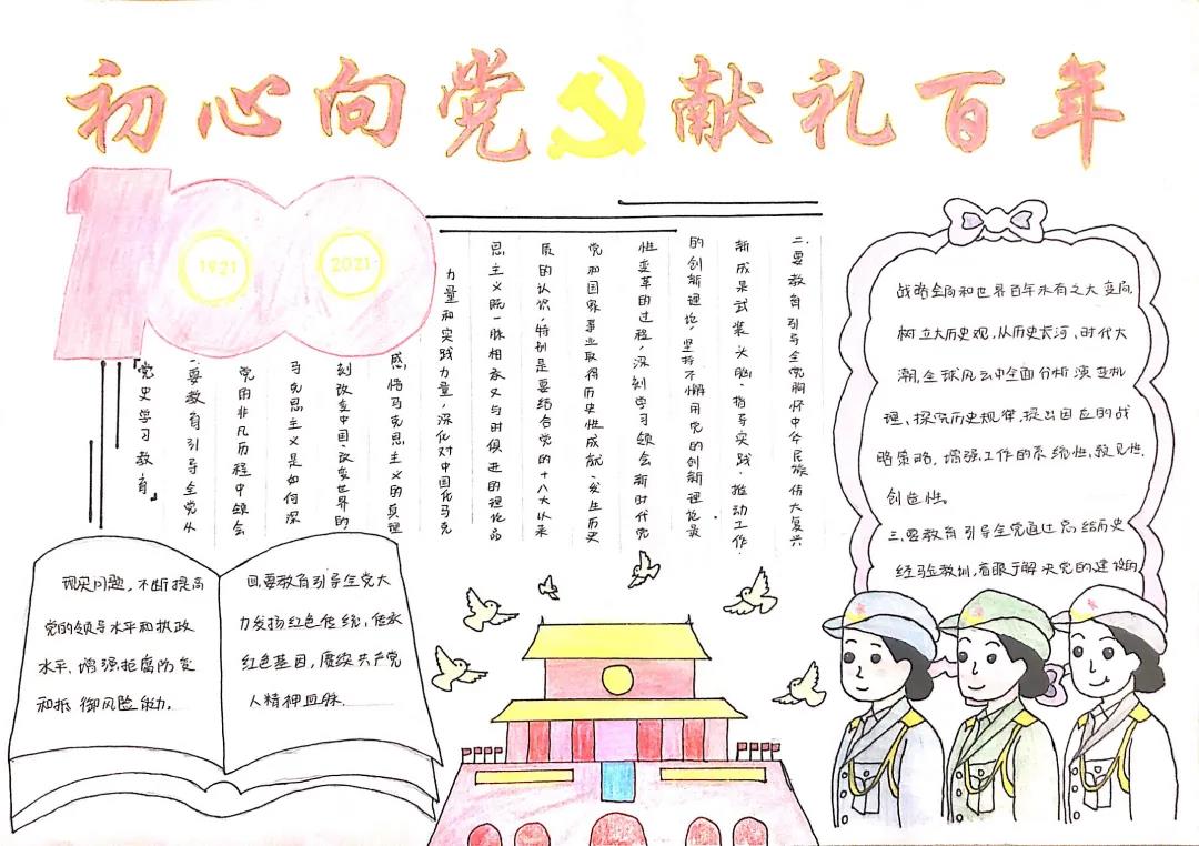 “初心向党，献礼百年”主题手抄报-图12
