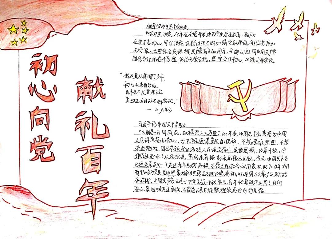 “初心向党，献礼百年”主题手抄报-图13