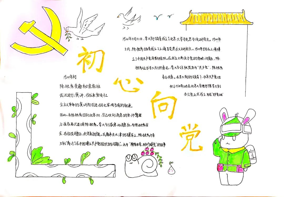 “初心向党，献礼百年”主题手抄报-图15