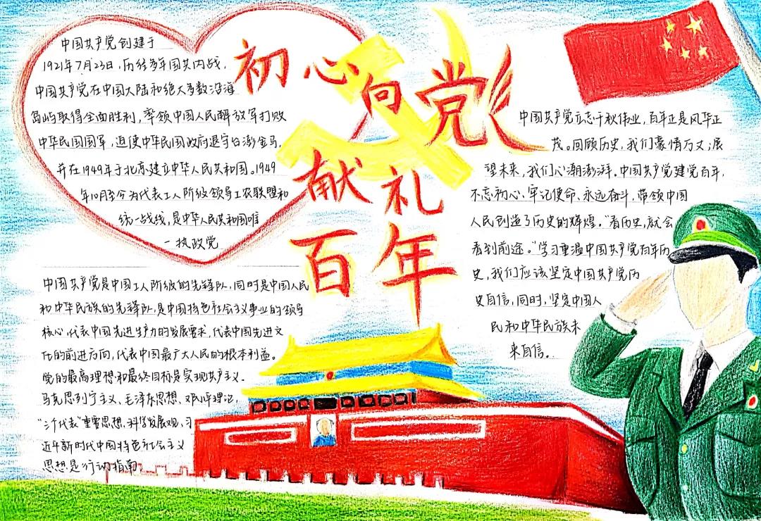 “初心向党，献礼百年”主题手抄报-图16