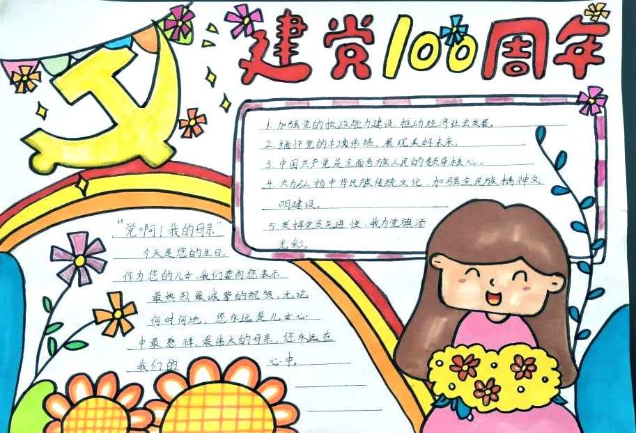“风雨路百年兴 建党100周年”主题手抄报-图3