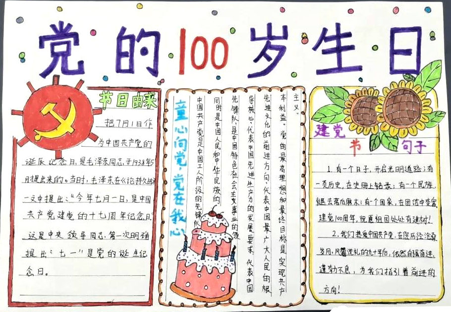 “风雨路百年兴 建党100周年”主题手抄报-图6