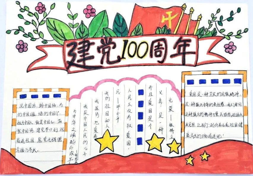 “风雨路百年兴 建党100周年”主题手抄报-图7