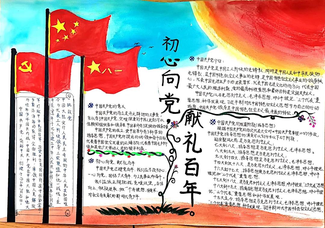“建党百年 初心向党”的手抄报-图8
