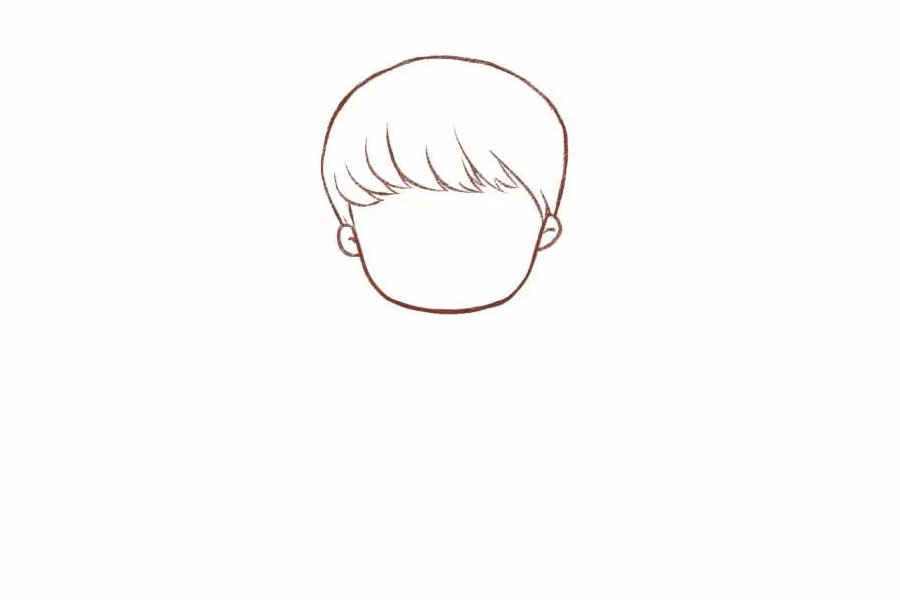 步骤2：在脸上加上头发！