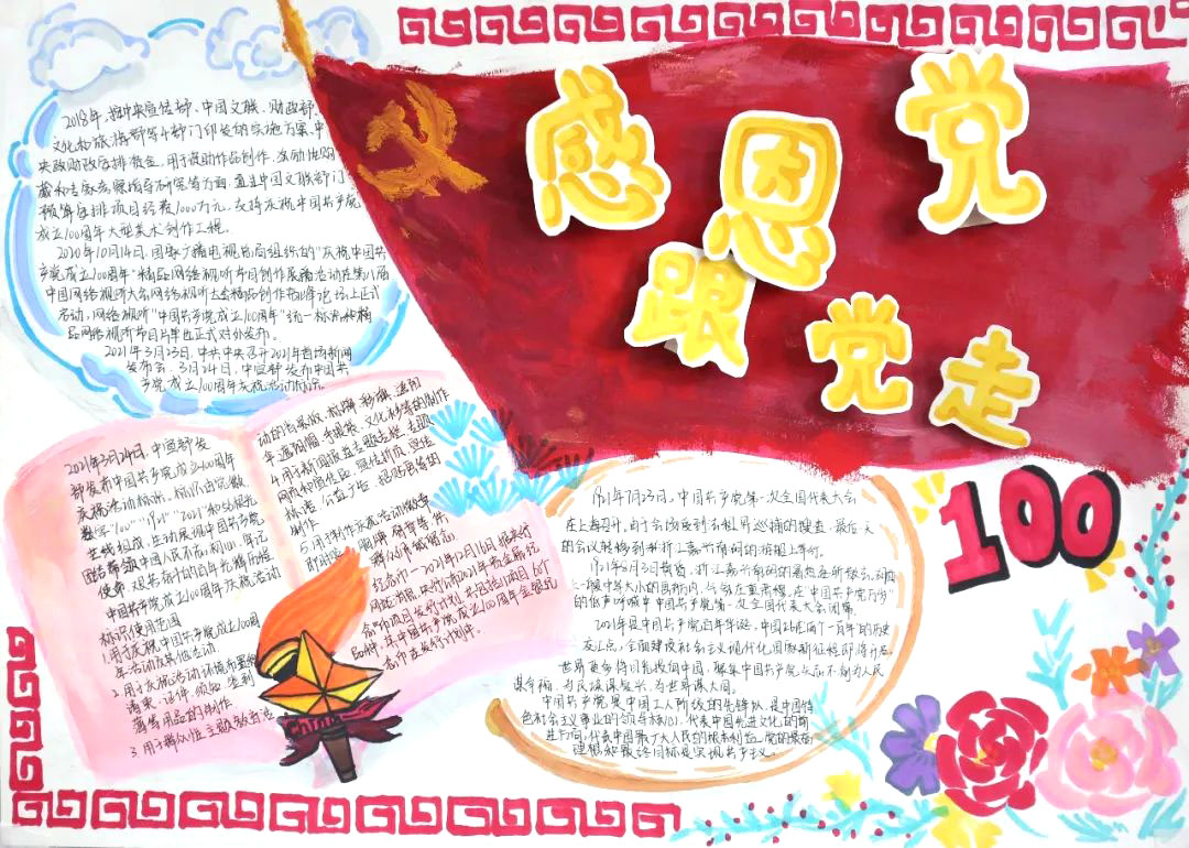 以庆祝″建党100周年″为主题的手抄报-图12