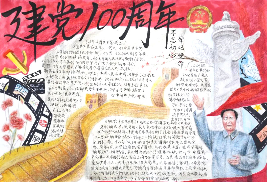 庆祝建党100周年的手抄报简单又漂亮-图2